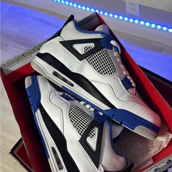 Air Jordan 4 Retro White and Blue Sneakers